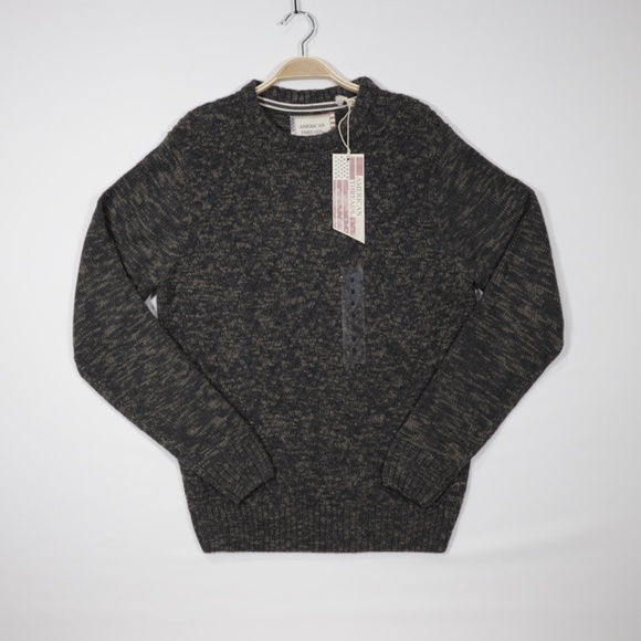 American Threads Men's Crew Neck Long Sleeve Pullover Sweater Dark Grey Size S - Picture 1 of 9